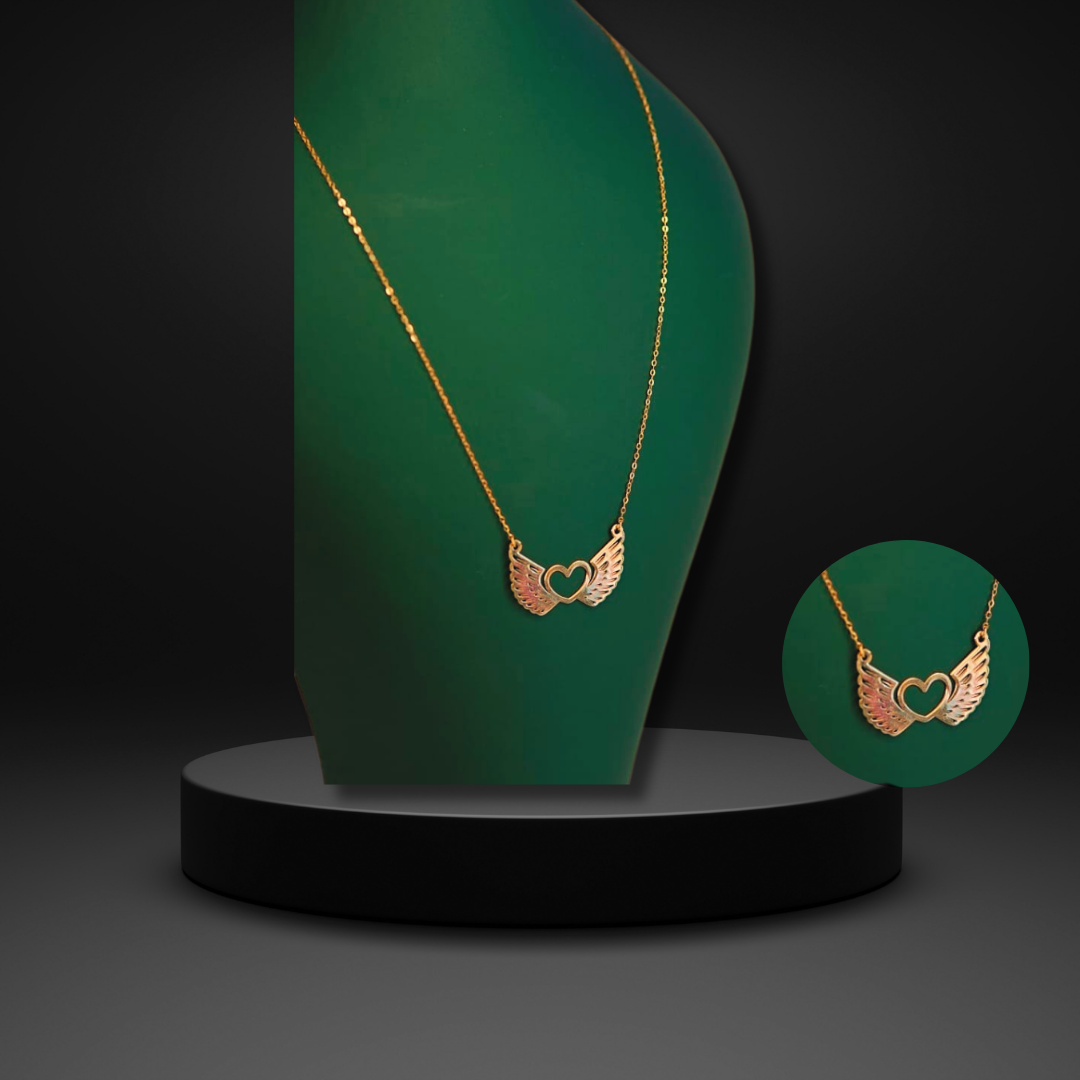 18K Gold Necklace with Wing Designs