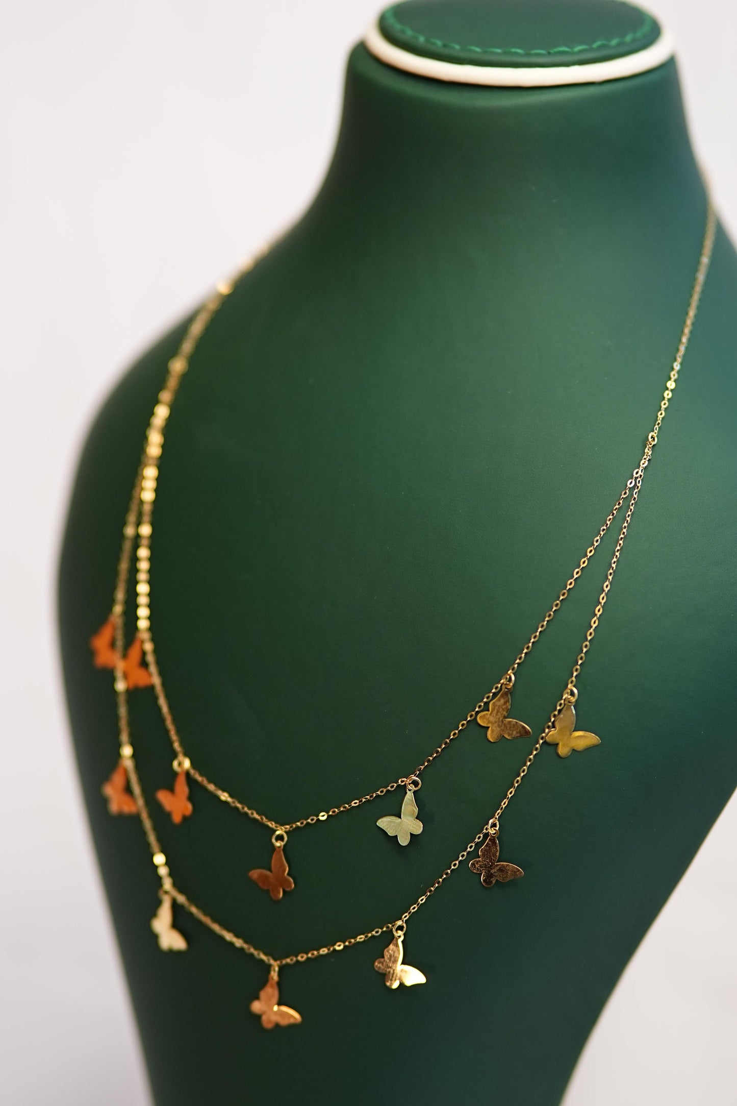 18K Gold Necklace with Butterfly Designs